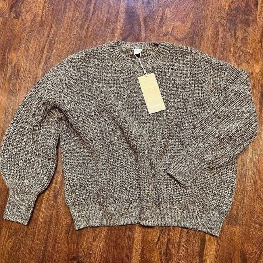 NWT Goumi Kids Bark Mama Chunky Knit Womens Sweater SZ S / M Brown Oversized
